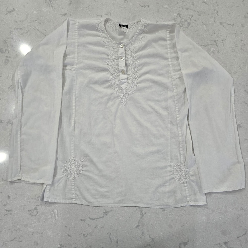 J. Crew Small White Eyelet Embroidered | 100% Cotton Romantic Cottagecore Tunic